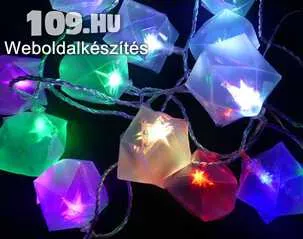 Karácsonyi ajándékdoboz füzér 3D-s csillaggal 30 db színes RGB leddel kültérre is